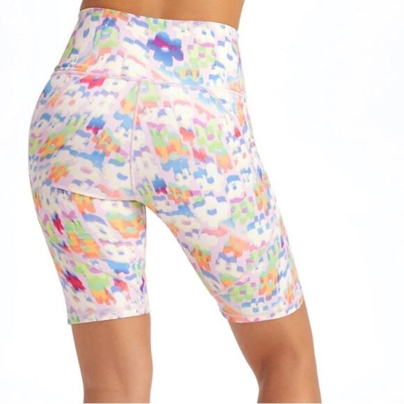 Fabletics Bike Shorts Women's Small Powerhold High-Waist 9'' New Wave Floral - Picture 3 of 16
